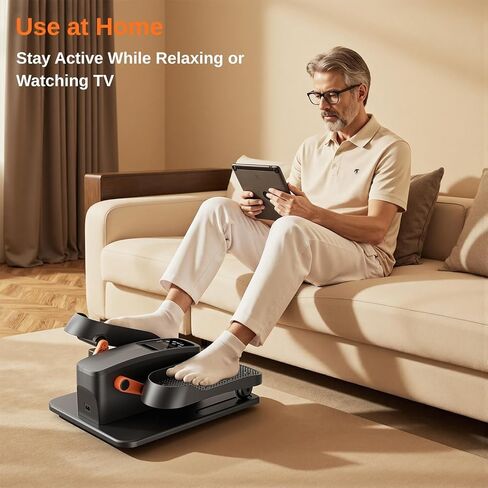 آلة بيضاوية الشكل تحت المكتب، جهاز تمرين الساق البيضاوي الكهربائي كما يظهر على شاشة التلفزيون لكبار السن، جهاز تمرين بدواسة محمول هادئ للمكتب المنزلي مع 12 سرعة قابلة للتعديل وجهاز تحكم عن بعد in Kuwait