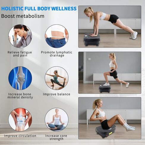 آلة تمرين لوحة الاهتزاز المنزلية، لوحة اهتزاز للتصريف اللمفاوي، لوحة منصة اهتزاز الجسم بالكامل للياقة البدنية المنزلية وحرق الدهون، معدات صالة الألعاب الرياضية للنساء والرجال in Kuwait
