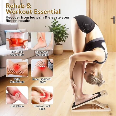 4 Pieces Slant Board with Exercise Bands, Premium Calf Stretch Board, Portable Adjustable Slant Board for Calf Stretching, 350LB Weight Capacity Calf Ankle Achilles Physical Therapy Leg Exercisers in Kuwait