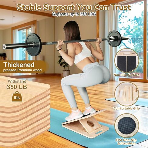 4 Pieces Slant Board with Exercise Bands, Premium Calf Stretch Board, Portable Adjustable Slant Board for Calf Stretching, 350LB Weight Capacity Calf Ankle Achilles Physical Therapy Leg Exercisers in Kuwait