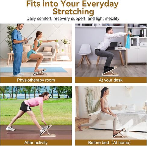 4 Pieces Slant Board with Exercise Bands, Premium Calf Stretch Board, Portable Adjustable Slant Board for Calf Stretching, 350LB Weight Capacity Calf Ankle Achilles Physical Therapy Leg Exercisers in Kuwait