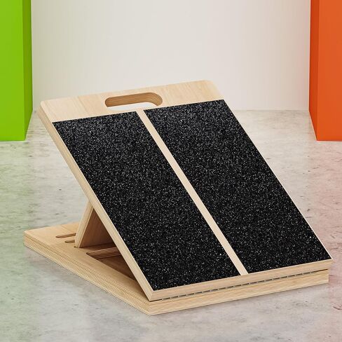TEMI Slant Board for Calf-Stretching - Wooden Incline Wedge Stretcher for Squats, Foot & Ankle Mobility, Portable Fitness Equipment, Balance Block for Heel Stretch in Kuwait