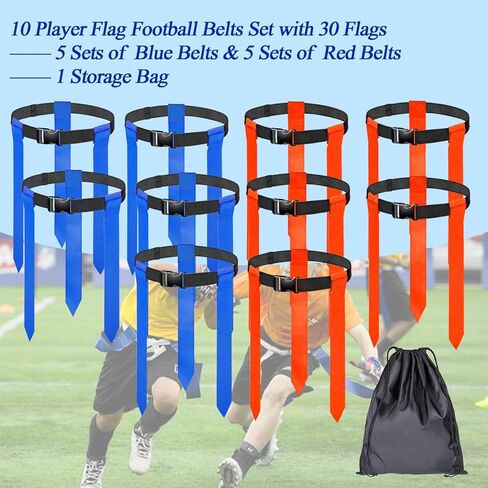 أحزمة كرة قدم العلم، 10 مجموعات مجموعات كرة قدم علم قابلة للتعديل مع أعلام وأحزمة للتدريب، مع حقيبة تخزين in Kuwait