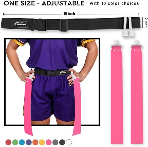 Trained Flag Football Set – Adjustable Flag Football Belt with 2 Flags & Audible Pop – Durable Flag Football Gear for Youth, Kids & Adults in Kuwait