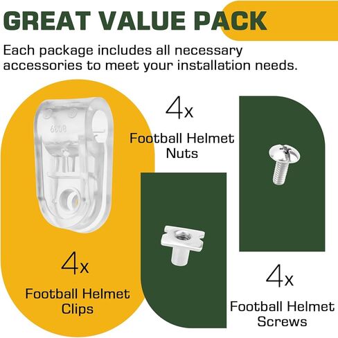 Football Helmet Facemask Clips Kit for Riddell Speedflex Youth & Adult Helmet Repair Kit, Football Helmet Face Mask Bracket Hardware Kit Including Screws & Nuts - 4 PCS in Kuwait