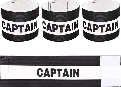 4 Pcs Captain Armbands for Football Soccer Training, Adult & Youths Elastic Breathable Adjustable Sports Arm Band Kids Junior Captain Armband Sport Accessory Black in Kuwait