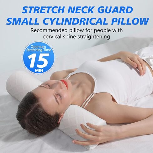 Cozyhealth Cervical Roll Pillow, Medium Soft Memory Foam Neck Round Pillow Cylinder Bolster Pillow for Sleeping, Round Neck Support for Bed, Legs, Back and Yoga (White, Medium - 3.9" H) in Kuwait