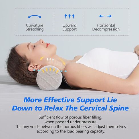 Cozyhealth Cervical Roll Pillow, Medium Soft Memory Foam Neck Round Pillow Cylinder Bolster Pillow for Sleeping, Round Neck Support for Bed, Legs, Back and Yoga (White, Medium - 3.9" H) in Kuwait