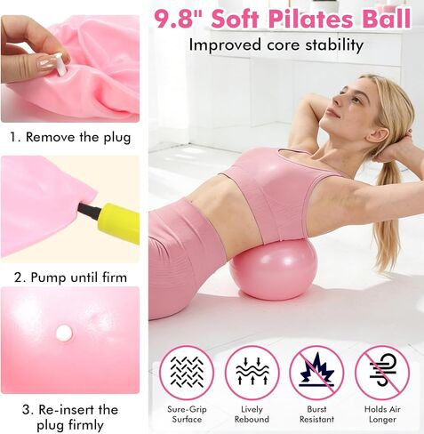 مجموعة معدات البيلاتيس للتمرينات المنزلية، مجموعة أساسيات البيلاتيس المنزلية للنساء مع حلقة بيلاتيس ومجموعة كرات، وأشرطة مقاومة، وحزام يوغا، ومزلجات أساسية، وكرة تدليك، وإكسسوارات جوارب للمبتدئين in Kuwait