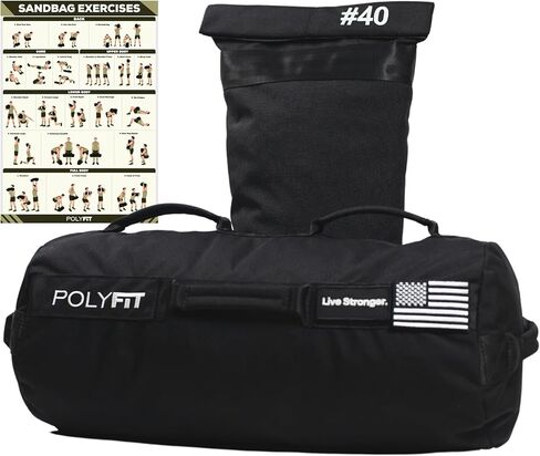 Polyfit Sandbag Pro - حقيبة رمل للتمرين مع حقيبة حشو ذات إغلاق ثلاثي وحزام من النايلون المقوى - الرمل غير متضمن - ألوان وأحجام متعددة in Kuwait