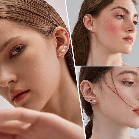 ADRAMATA Tiny Gold Flat Back Earrings for Cartilage Surgical Steel Stud Hoop Earrings Set for Multiple Piercing Star Moon Snake Butterfly CZ Chain Dangle Emerald Green Earrings Helix Piercing Jewelry Hypoallergenic 20G in Kuwait