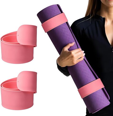 2 Pcs Yoga Mat Strap, Yoga Mat Scrunchie Slap Band for Carrying & Storage - Secure for Travel, Fits Most Standard Mats in Kuwait