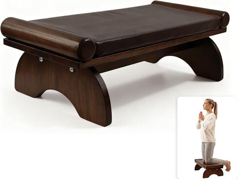 Prayer Kneeler Bench, Wooden Prayer Bench with Detachable Soft Cushion, Sturdy Home Kneeling Stool for Worship, Multi-Functional as Yoga Bench/Shoe Bench/Sofa Bench in Kuwait