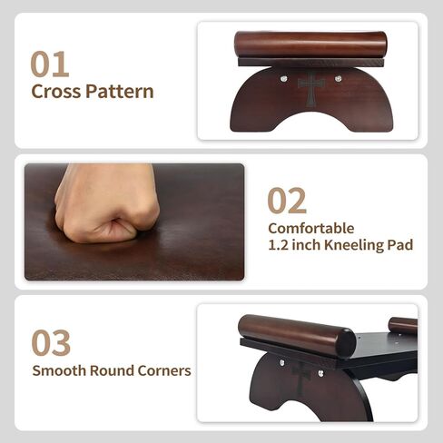 Prayer Kneeler Bench, Wooden Prayer Bench with Detachable Soft Cushion, Sturdy Home Kneeling Stool for Worship, Multi-Functional as Yoga Bench/Shoe Bench/Sofa Bench in Kuwait