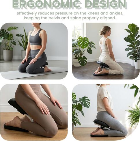 Meditation Bench,Adjustable Kneeling Meditation Stool,Metal Kneeling Stool with Non-Slip Cushion,Ergonomic Meditation Chair,Seiza Chair,Portable Yoga Stool for Meditation Yoga Home Prayer in Kuwait