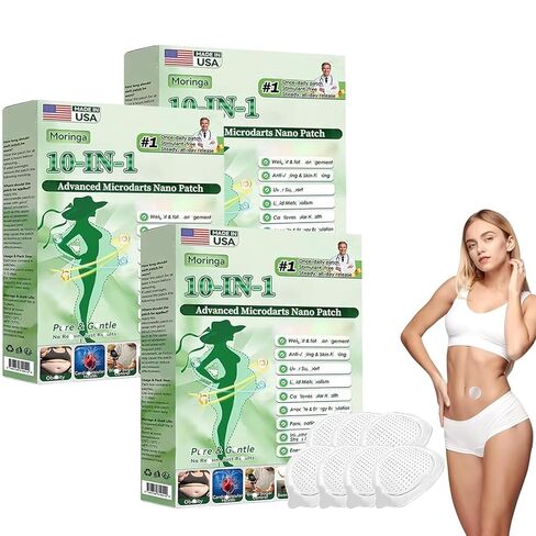 Moringa Patch,10-in-1 Nano Microdarts Patch,Natural Formula for Women and Men Suitable for All Skin(3 Boxes) in Kuwait