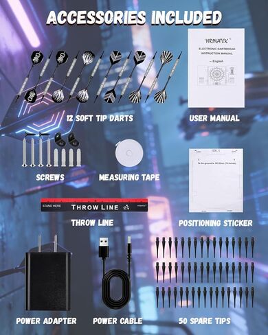 لوح رمي السهام الإلكتروني، مجموعة خزانة لوح رمي السهام الكهربائية للبالغين [12 سهمًا برأس ناعم] لون خفيف فردي لكل لاعب - خزانة خشبية للعبة العائلة in Kuwait