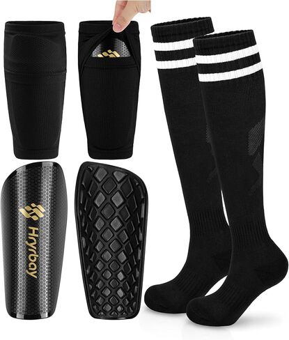 Kids Soccer Shin Guards Toddler Shin Pads with Sleeves and Socks for Age 3-16 Protective Lightweight Soccer Equipment Ideal for Playing Training Inspired by The World Cup in Kuwait