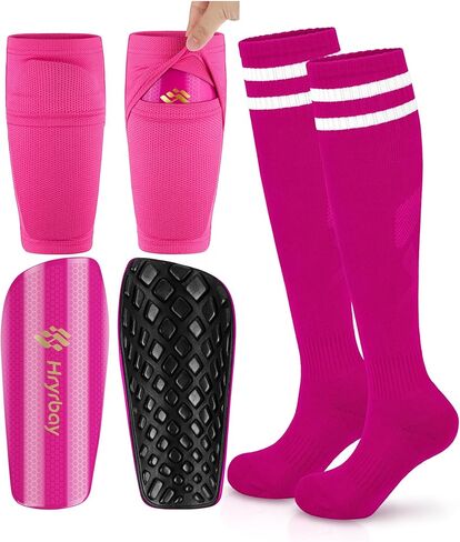 Kids Soccer Shin Guards Toddler Shin Pads with Sleeves and Socks for Age 3-16 Protective Lightweight Soccer Equipment Ideal for Playing Training Inspired by The World Cup in Kuwait