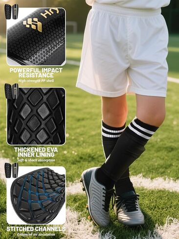 Kids Soccer Shin Guards Toddler Shin Pads with Sleeves and Socks for Age 3-16 Protective Lightweight Soccer Equipment Ideal for Playing Training Inspired by The World Cup in Kuwait