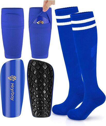 Kids Soccer Shin Guards Toddler Shin Pads with Sleeves and Socks for Age 3-16 Protective Lightweight Soccer Equipment Ideal for Playing Training Inspired by The World Cup in Kuwait