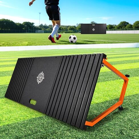 CAROD Soccer Rebounder Board, 40 X 16 Inch Portable Soccer Training Equipment, Two Rebound Angles, Equipped with Two Sandbags and Two Ground Stakes, Suitable for Soccer Passing and Shooting Drills in Kuwait