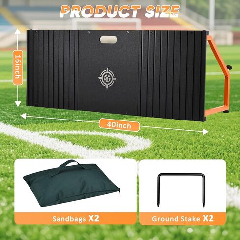 CAROD Soccer Rebounder Board, 40 X 16 Inch Portable Soccer Training Equipment, Two Rebound Angles, Equipped with Two Sandbags and Two Ground Stakes, Suitable for Soccer Passing and Shooting Drills in Kuwait