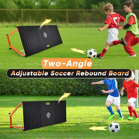 CAROD Soccer Rebounder Board, 40 X 16 Inch Portable Soccer Training Equipment, Two Rebound Angles, Equipped with Two Sandbags and Two Ground Stakes, Suitable for Soccer Passing and Shooting Drills in Kuwait