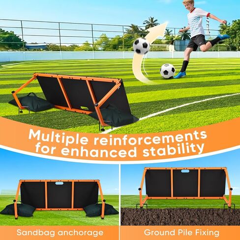 CAROD Soccer Rebounder Board, 40 X 16 Inch Portable Soccer Training Equipment, Two Rebound Angles, Equipped with Two Sandbags and Two Ground Stakes, Suitable for Soccer Passing and Shooting Drills in Kuwait