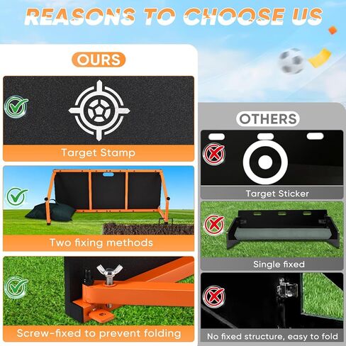 CAROD Soccer Rebounder Board, 40 X 16 Inch Portable Soccer Training Equipment, Two Rebound Angles, Equipped with Two Sandbags and Two Ground Stakes, Suitable for Soccer Passing and Shooting Drills in Kuwait