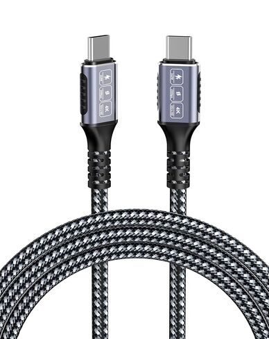 Metal Braided USB-C to USB-C Cord Chew Proof - 6.6ft 60W PD Fast Charging & Data Sync, Stainless Steel Indestructible Tangle-Free Cat Dog Chew Proof Charger Cord for iPhone 16 15, Galaxy, Pixel, PS5 in Saudi Arabia