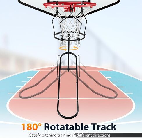 GADFISH كرة السلة Rebounder، ملحق عودة كرة السلة قابل للدوران 180 درجة مع 3 خطافات كبيرة ثابتة، ملحقات كرة سلة شديدة التحمل، مساعدة تدريب على إرجاع الكرة لطوق كرة السلة بحافة 18 بوصة in Saudi Arabia