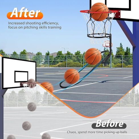 GADFISH كرة السلة Rebounder، ملحق عودة كرة السلة قابل للدوران 180 درجة مع 3 خطافات كبيرة ثابتة، ملحقات كرة سلة شديدة التحمل، مساعدة تدريب على إرجاع الكرة لطوق كرة السلة بحافة 18 بوصة in Saudi Arabia