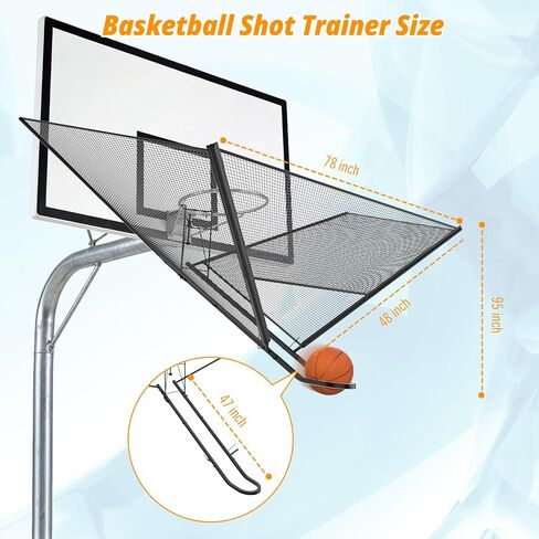 Upgrade Basketball Shot Trainer with Net Return Attachment, Heavy Duty Basketball Rebounder Ball Return for Basketball Hoop fit 18" Basketball Rim for Outdoor Indoor in Kuwait