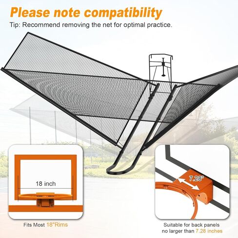 Upgrade Basketball Shot Trainer with Net Return Attachment, Heavy Duty Basketball Rebounder Ball Return for Basketball Hoop fit 18" Basketball Rim for Outdoor Indoor in Kuwait