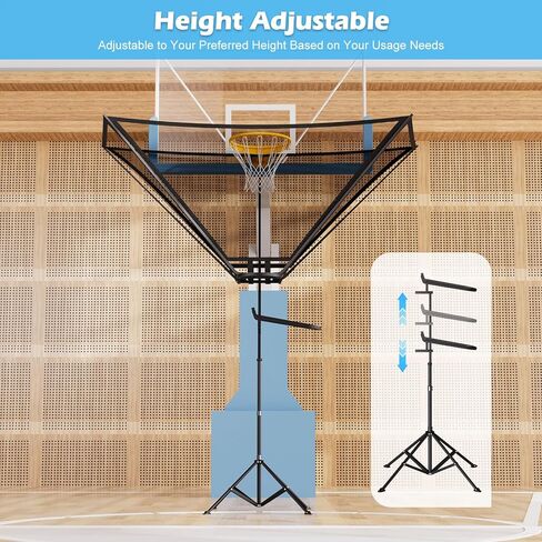 2026 Upgraded Basketball Rebounder, Adjustable Height Basketball Return Attachment with 180° Rotating Track, Basketball Shot Trainer Rebounder with Net Return System, Easy Assembly & Storage in Kuwait