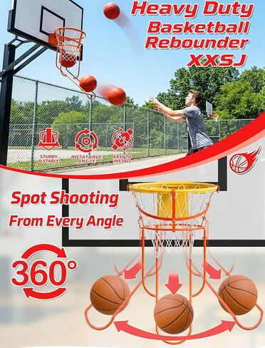 Rotatable Basketball Return Attachment: Heavy Duty Basketball Rebounder with Stable Large Hooks Set for 14"-18" Rim Baskets - Training Accessories for Shooting Practice Outdoor & Indoor in Kuwait