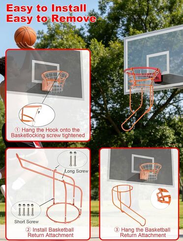 Rotatable Basketball Return Attachment: Heavy Duty Basketball Rebounder with Stable Large Hooks Set for 14"-18" Rim Baskets - Training Accessories for Shooting Practice Outdoor & Indoor in Kuwait