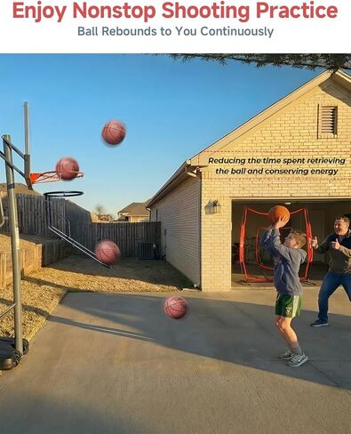 Basketball Rebounder, Heavy Duty & Quick Release Basketball Return Attachment, 180 Degree Rotatable Chute Shot Returner for 18" Rim Indoor and Outdoor Basketball Trainning Equipment in Saudi Arabia
