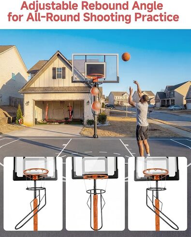 Basketball Rebounder, Heavy Duty & Quick Release Basketball Return Attachment, 180 Degree Rotatable Chute Shot Returner for 18" Rim Indoor and Outdoor Basketball Trainning Equipment in Saudi Arabia