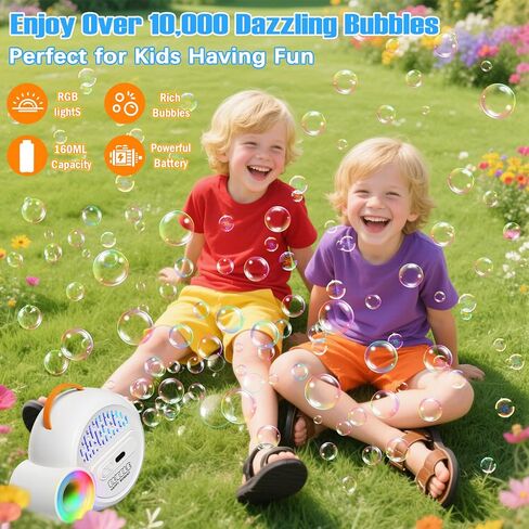 Bubble Machine for Kids Toddlers,Automatic Bubble Maker with RGB Light,Rechargeable Type-C Charge Bubble Blower,Bubble Toy for 3 4 5 6 7 Year Old Boy Girl,Outdoor Party Wedding Birthday Gifts(Gray) in Kuwait