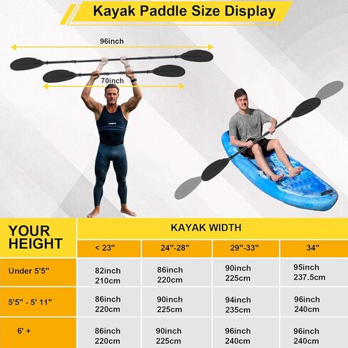 Kayak Paddle for Adults,70 to 95in Paddle Board Paddles Telescopic Frosted Pipe Shaft Kayaking Boating Canoeing with 1 Free Paddle Leash Double Oar Float Paddle Sturdy Durable in Saudi Arabia