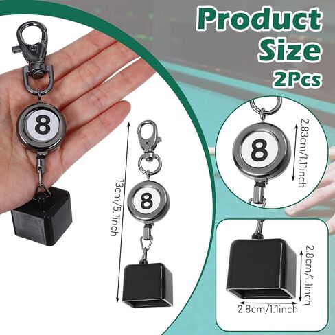 2 Pcs Billiard Chalk Holder with Retractable Key Ring, Pool Chalk Holder, Pool Cue Chalks Holders Black Billiards Chalks Holders Billiards Accessories for Billiard Lovers in Saudi Arabia