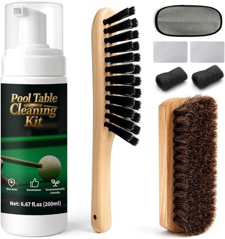 8pcs Pool Table Cleaning Kit - Powerful Cleaner Quickly Breaks Down Chalk & Stains, Restores Felt Smoothness - With Crevice Cleaning Brush and Anti-Static Glove - Gift for Billiard Enthusiasts in Kuwait