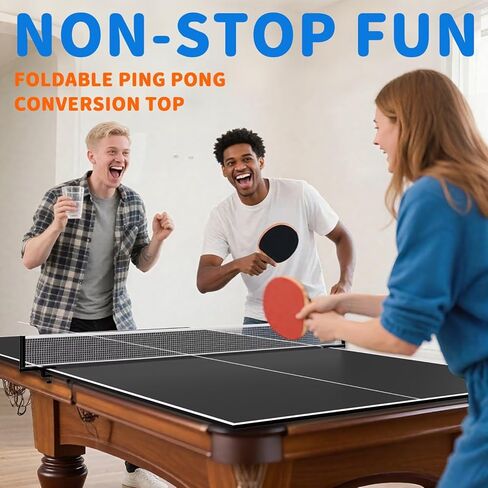 Ping Pong Table Topper for Pool Table,Foldable 8x4 FT Ping Pong Conversion Top with Net Set for Billiard Table w/Net & Foam Padding, Easy Conversion in Saudi Arabia
