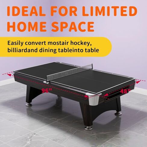 Ping Pong Table Topper for Pool Table,Foldable 8x4 FT Ping Pong Conversion Top with Net Set for Billiard Table w/Net & Foam Padding, Easy Conversion in Saudi Arabia