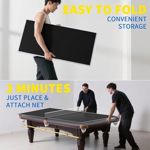 Ping Pong Table Topper for Pool Table,Foldable 8x4 FT Ping Pong Conversion Top with Net Set for Billiard Table w/Net & Foam Padding, Easy Conversion in Saudi Arabia
