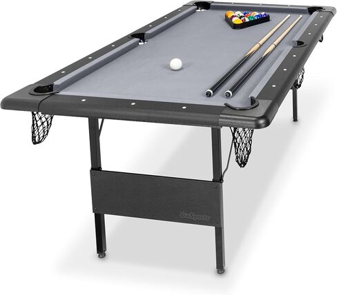 GoSports 6 ft Foldable Pool Tables - Portable Billiards Tables with Accessories - Black with Gray Felt or Oak with Black Felt in Saudi Arabia