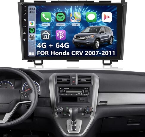 8-Core 4G+64G Car Radio for Honda CRV 2007-2011 with Qualcomm Snapdragon chip, Car Stereo Carplay Android Auto 3D car Model Display GPS WiFi 9 Inch IPS Touchscreen Mirror Link Camera in Kuwait