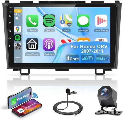 8-Core 4G+64G Car Radio for Honda CRV 2007-2011 with Qualcomm Snapdragon chip, Car Stereo Carplay Android Auto 3D car Model Display GPS WiFi 9 Inch IPS Touchscreen Mirror Link Camera in Kuwait